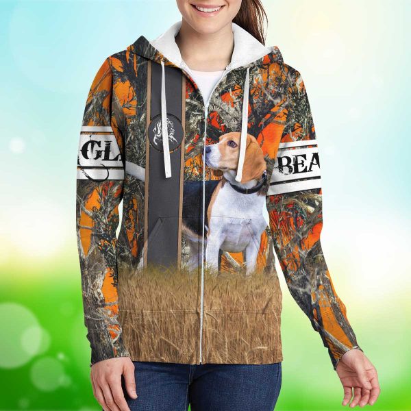 Love Beagle Hunting Dog Zipper Hoodie, Beagle Zipper Hoodie, Dog Zipper Hoodie For Humans